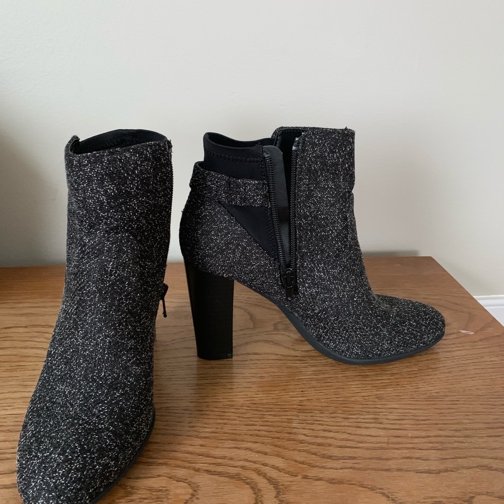 Black and white ankle bootie